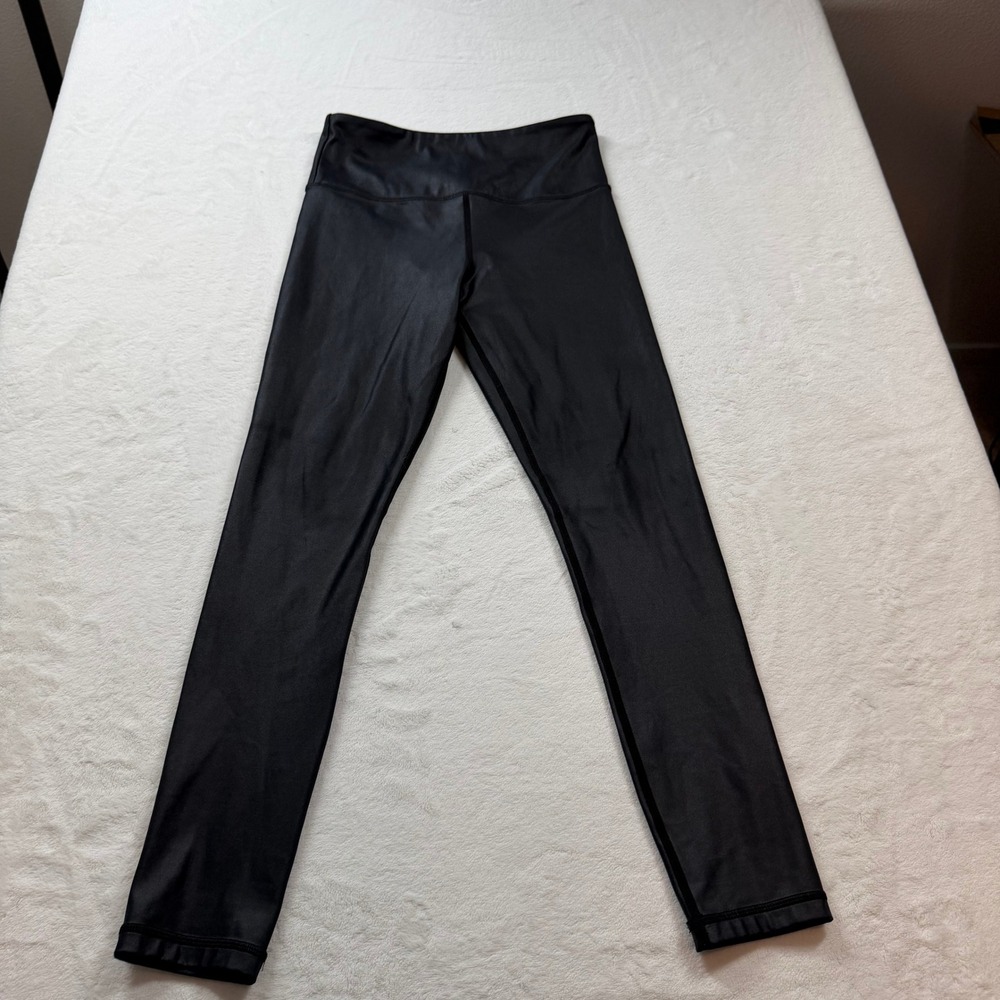 Zyia Active Leggings Womens 4 Black Good Metallic High Waisted Compression Yoga